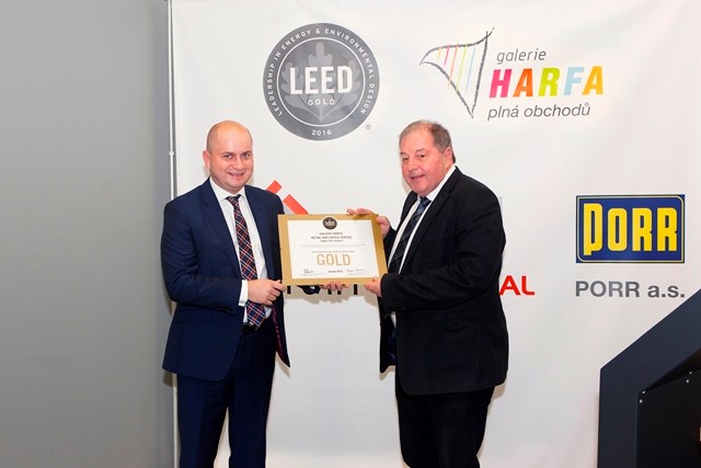 Pražská Galerie Harfa získala certifikát energetické úspornosti LEED Gold