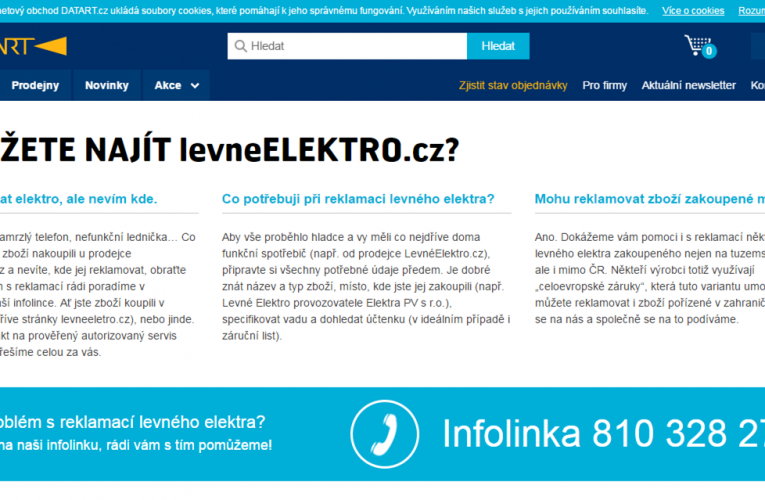 Datart pomáhá zákazníkům s reklamacemi zboží zakoupeného na levneELEKTRO.cz